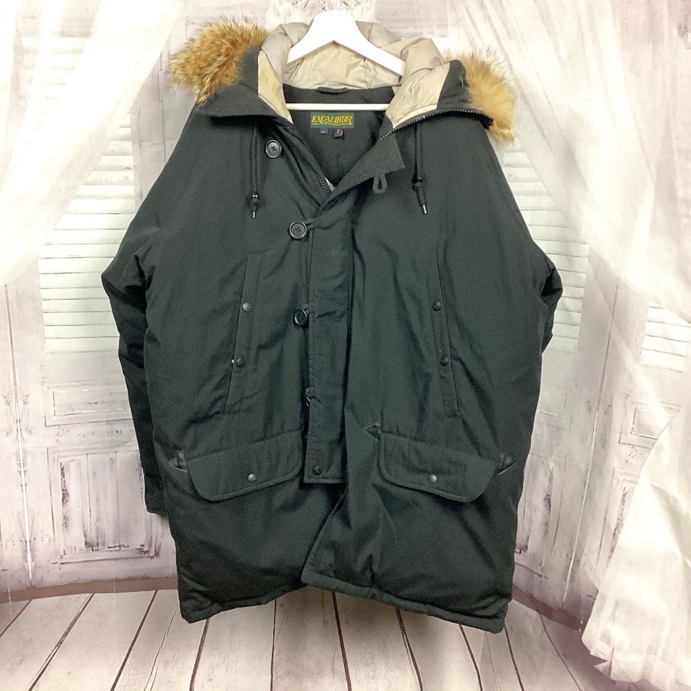 Excalibur Extreme Cold Weather 80% Down Jacket Snorkel Hood With Fur Ruff L